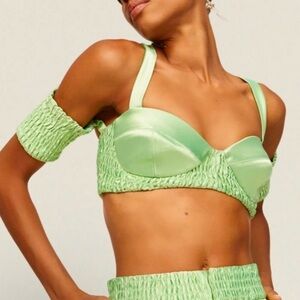Aliette Bralette Crop Top in Light‎ Green - 8